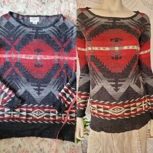 Ralph Lauren XS Navajo Southwestern Aztec Crew Neck Sweater 100% Cotton